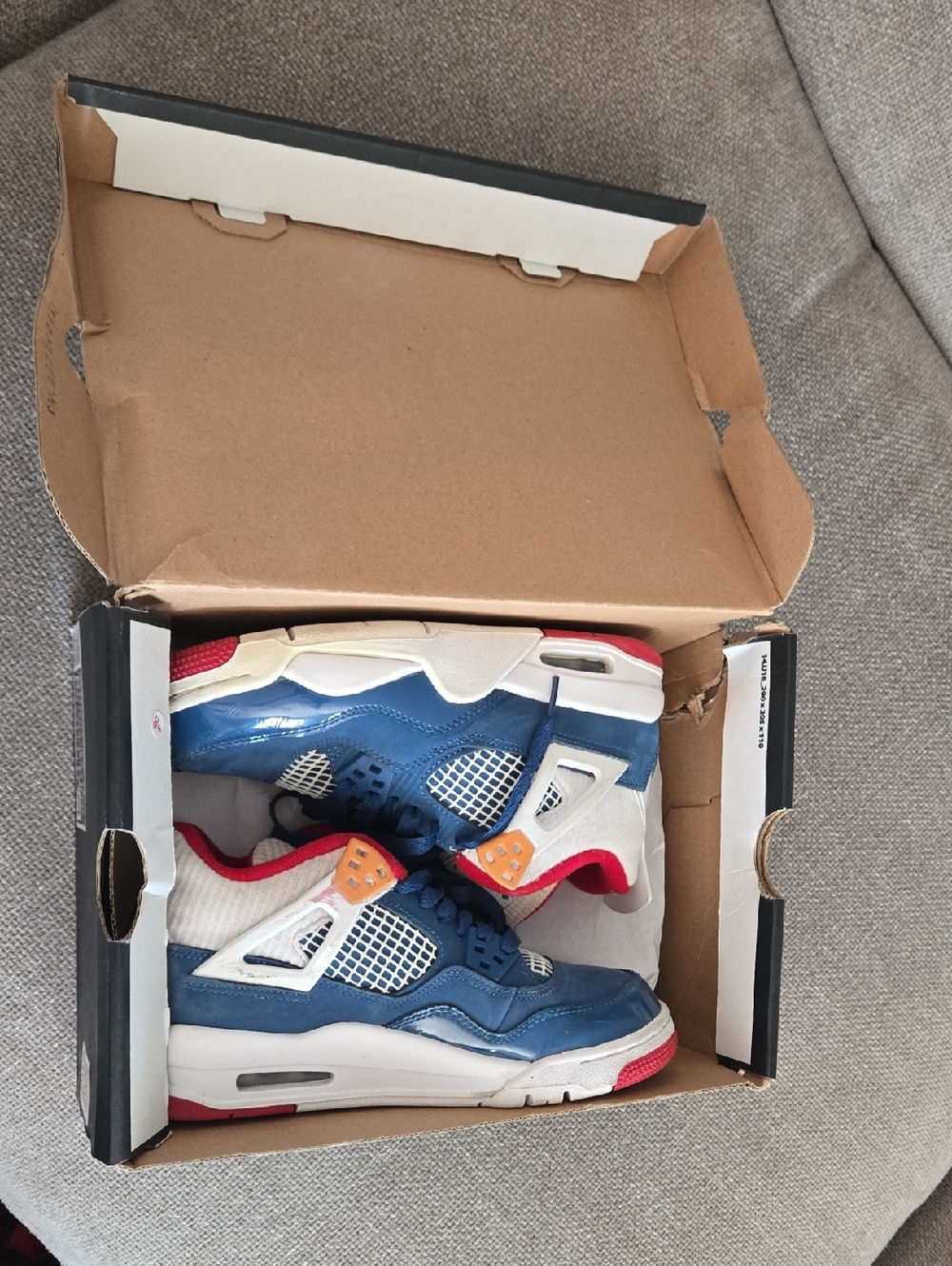 Jordan Kids Blue, White & Red High-Top Sneakers